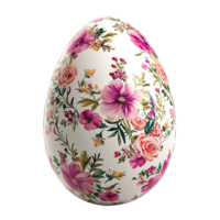Stunning Easter egg adorned intricate pink floral patterns on a white glossy surface png