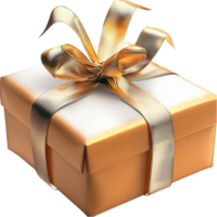 Shiny goldwrapped present tied neatly a luxurious silky ribbon elegant perfect bow png