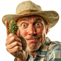 Excited farmer holding a fresh pineapple smiling great joy png