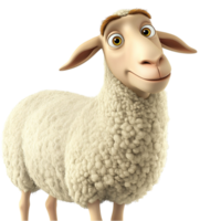Soft fluffy white sheep sting peacefully on green grass kind eyes looking calm relaxed png