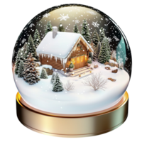 Magical Christmas snow globe a cozy little house surrounded by gently falling white snowflakes png