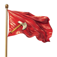 Bold red flag a golden hammer sickle waving strongly symbolizing strength unity historical significance png