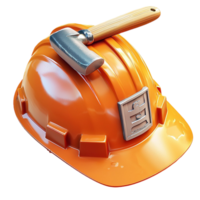 Bright orange construction helmet protective goggles tools looking sturdy durable essential for safety at work png