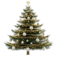 Gr Christmas tree covered in white snow sparkling lights decorations looking festive joyful magical png