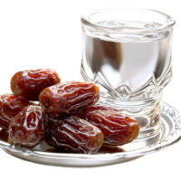 Glass of water fresh dates looking refreshing nutritious perfect for healthy snacking options png