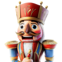 Classic wooden nutcracker soldier dressed in red blue a determined expression png