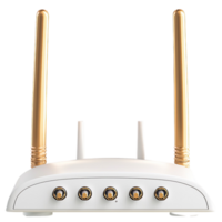 Sleek white modern WiFi router multiple antennas providing fast stable internet connectivity png