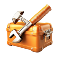 Orange toolbox various essential tools neatly arranged inside for home repairs construction projects png