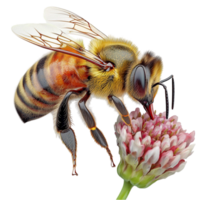 Detailed realistic honeybee hovering near a surface its wings in motion png