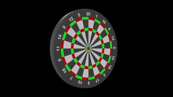 Dartboard Rotating on a Transparent Background. Seamless Loop. 4K video