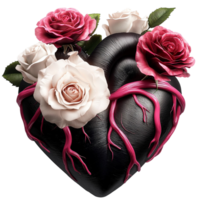 Heartshaped object covered in red black roses a stunningistic design png