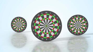 Dartboards on a Light Reflective Floor. Stylized Dart Boards 3D Animation. 4K video