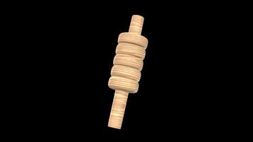 Cricket Stump Bail Rotating on a Transparent Background. Seamless Loop. 4K video
