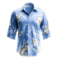Stylish blue Hawaiian shirt with floral prints symbolizing relaxation fashion summer vibes and the joy of tropical vacations png