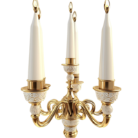 Ornate golden candle holder with two tall candles symbolizing warmth tradition elegance and the beauty of classic decor png