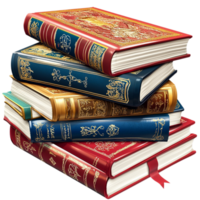 Stack of old books with elegant covers symbolizing knowledge wisdom learning and the timeless charm of literature png
