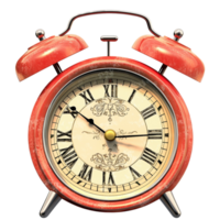 Vintage red twinbell alarm clock classic design symbolizing punctuality nostalgic morning wakeups png