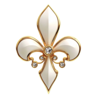 Elegant golden fleurdelis symbol adorned a sparkling gemstone representing royalty timeless sophistication png