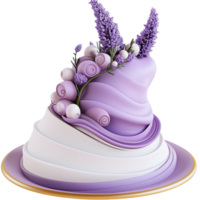 Elegant purple white tiered cake delicate ribbon floral decorations creating a luxurious dessert centerpiece png