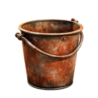 Rustic aged metal bucket sturdy hle showcasing vintage charm antique farmhouse decorative appeal png