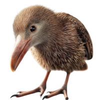 Small fluffy kiwi bird sting gracefully displaying soft brown feathers a cute beak in nature png