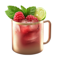 Icy raspberry slush in a glass mug mint leaves creating a refreshing fruity summer drink png