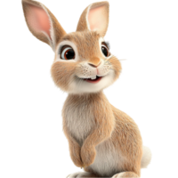 Cute brown bunny sting on hind legs fluffy fur creating an adorable charming woodl animal png