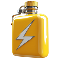 Stylish golden flask a bold lightning bolt design representing adventure energy modern aesthetics png