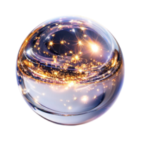 Enchanting glass globe a swirling galaxy inside creating a mesmerizing mystical celestial decorative object png