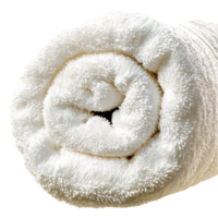 Soft neatly rolled white towel symbolizing relaxation comfort luxurious spa treatment experiences png