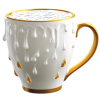Stylish ceramic coffee cup with golden drips elegantly designed for enjoying warm beverages in a sophisticated setting effortlessly png