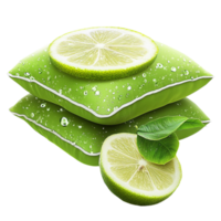 Freshly sliced green limes with visible pulp arranged on a glossy surface for a refreshing display png