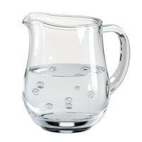 Classic clear glass water pitcher with a sturdy handle and a simple elegant design png