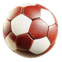 Classic red and white soccer ball with a glossy surface and distinct pentagonal patterns png