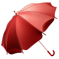 Stylish red umbrella folded and leaning elegantly with its curved handle resting on the ground png