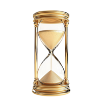 Elegant hourglass with golden frame and flowing sand representing the passage of time and patience png