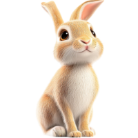 Adorable light brown bunny standing upright with soft fur and big sparkling eyes in a meadow png