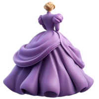 Gorgeous purple gown with intricate folds designed for a fairytale princess in a royal setting png