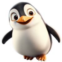 Happy little penguin standing upright with a cheerful expression and adorable black and white feathers png
