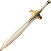 Elegant golden sword with a sharp gleaming blade symbolizing power strength and legendary heroic battles png