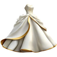 Elegant ivory ball gown with intricate golden detailing flowing gracefully with a touch of royal charm png