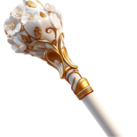 Ornate golden scepter with a pearlencrusted top symbolizing power nobility and royal ceremonial grandeur png