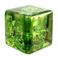 Stunning green crystal cube with mesmerizing details radiating a glowing mystical and enchanting aura png