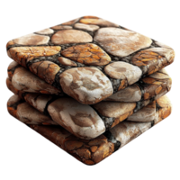 Neatly stacked natural river stones with smooth textures creating balance harmony and peaceful meditation energy png