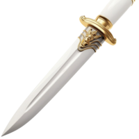 Elegant silver dagger with a golden hilt symbolizing power precision craftsmanship and theistry of weaponry png