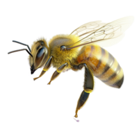 Buzzing honeybee in midflight with detailed wings symbolizing nature pollination productivity and environmental balance png