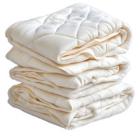 Neatly folded white blankets with plush texture symbolizing warmth coziness softness and the comfort of home essentials png