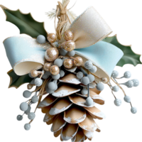Frosted pinecone with intricate snowy details symbolizing winter charm nature beauty and festive holiday decorations png
