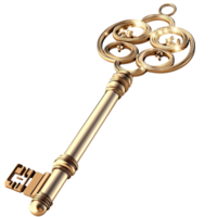 Vintage golden key with ornate details symbolizing mystery history elegance and the timeless allure of unlocking secrets png