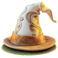 Whimsical golden wizard hat with intricate patterns symbolizing magic fantasy adventure and the wonder of mythical storytelling png